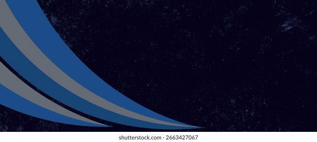 Vector blue line background curve element with black space for text and message design, overlapping layers	