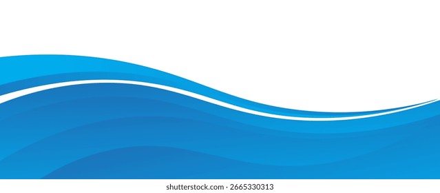 Vector blue line background curve element with white space for text and message design, overlapping layers, eps10