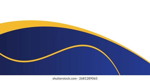 Elemento de curva de fondo de línea azul de Vector con espacio amarillo para el diseño de texto y mensajes, capas superpuestas. Eps10