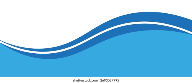 Vector blue line background curve element with white space for text and message design, overlapping layers,  Modern design