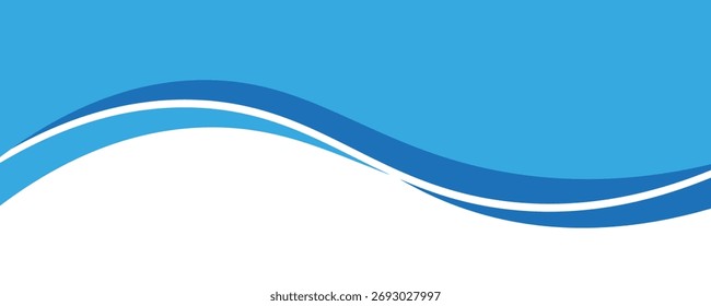 Elemento de curva de fondo de línea azul de Vector con espacio en blanco para el diseño de texto y mensajes, capas superpuestas, Ilustración vectorial