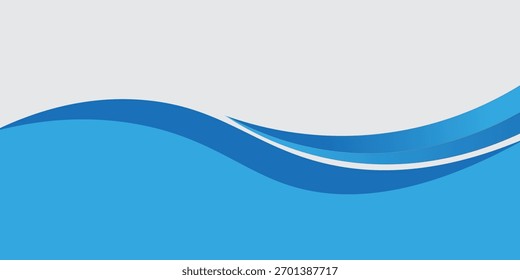 Vector blue line background curve element with white space for text and message design, overlapping layers, vector