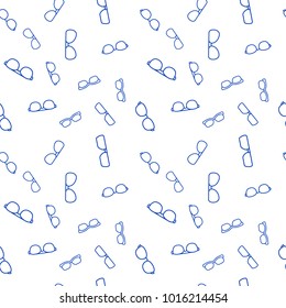 Vector blue line glasses seamless vector pattern or background