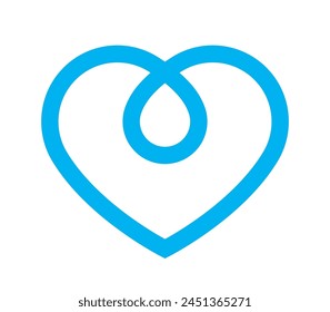 Vector blue line heart isolated on white background
