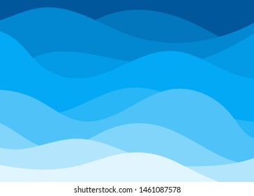 Vector blue lines wave layer shape zigzag concept abstract background flat design style illustration.