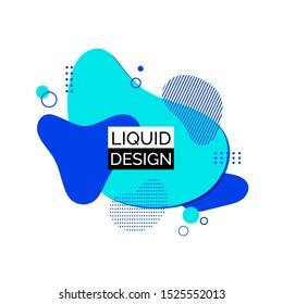 Vector blue liquid shapes. Abstract trendy fluid background. Modern composition with text for banners, social media, posters, logo design