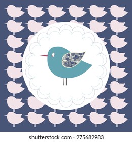 vector of blue little stylized bird