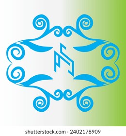 vector blue as logo as letter logo with mandala 