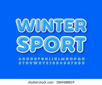 Vector blue logo Winter Sport. Modern style Font. Creative Alphabet Letters and Numbers set