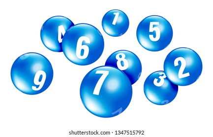 Vector blue lottery / bingo ball number from 1 to 9 isolated