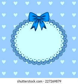 vector blue lovely frame with a bow