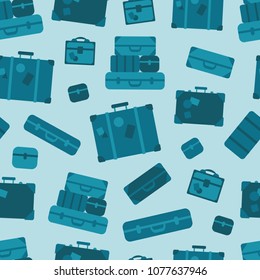 Vector Blue Luggage Seamless Pattern Background. Monotone surface pattern design perfect for fabric, accessories, home decor, and scrapbooking.