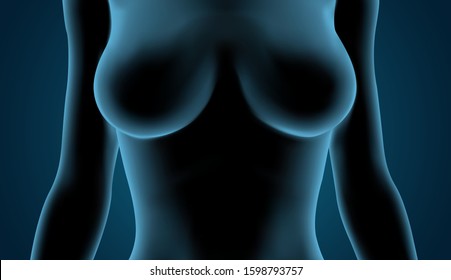 vector blue luminous silhouette of a female body on a dark background