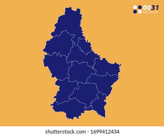 Vector blue of Luxembourg map on yellow background.