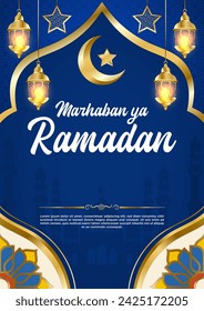 Vector Blue Luxury Ramadan Kareem Poster Template