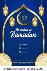 Vector Blue Luxury Ramadan Kareem Poster Template