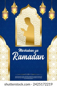 Vector Blue Luxury Ramadan Kareem Poster Template