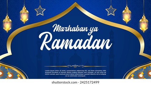 Vector Blue Luxury Ramadan Kareem Banner Vorlage