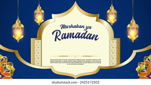 Vector Blue Luxury Ramadan Kareem Banner Template