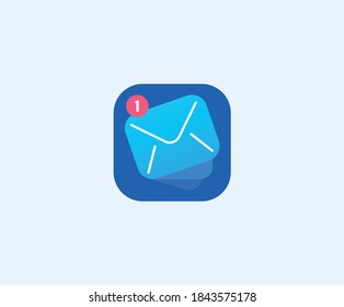 vector blue mail app icon envelope illustration