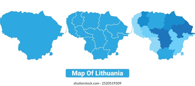 Vector Blue Malaysia political maps with borders regions simple flat illustration set 