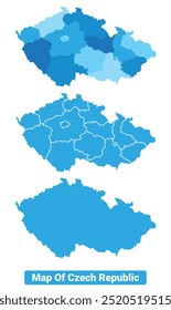 Vector Blue Malaysia political maps with borders regions simple flat illustration set 