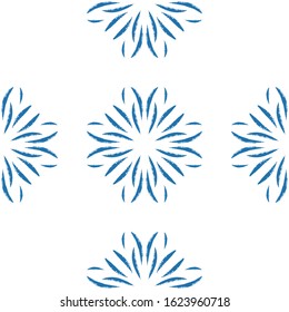 Vector blue mandala style seamless pattern design. Hand draw flower ornament pattern background for print and textile, home decor and wrapping paper.