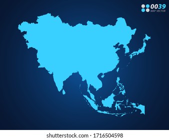 Mapa azul vectorial de Asia