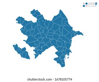 Azul vectorial del mapa de Azerbaiyán.