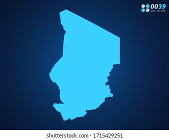 Vector Blue map of Chad