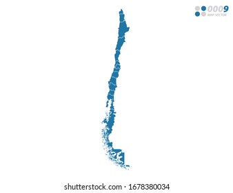 Vector blue of map Chile.