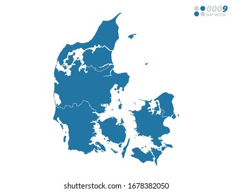 Vector blue of map Denmark.