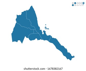 Vector blue of map Eritrea.