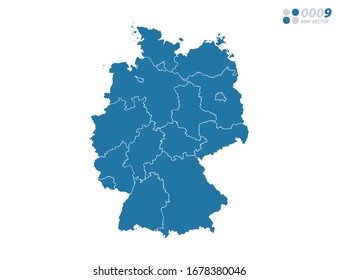 Vector azul del mapa de Alemania.