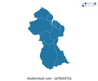 Vector blue of map Guyana.