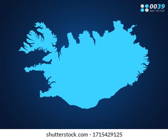 Vector Blue map of Iceland