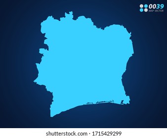 Mapa azul vectorial de Costa de Marfil