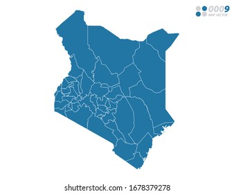 Vector blue of map Kenya.