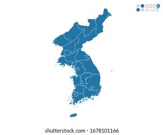 Vector azul de Corea del mapa.