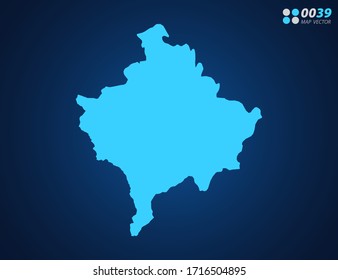 Vector Blue map of Kosovo