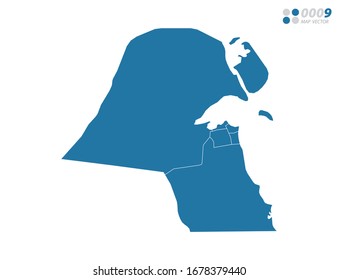 Vector blue of map Kuwait.