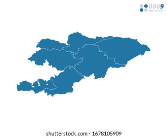 Vector blue of map Kyrgyzstan.