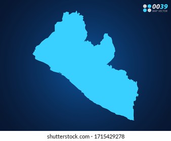 Mapa azul vectorial de Liberia