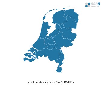 Vector blue of map Netherland.