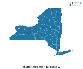 Vector blue of map New York.