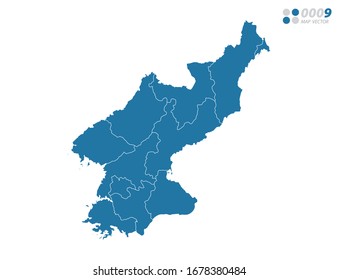 Vector blue of map North Korea.