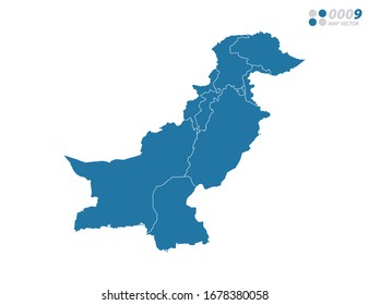 Vector blue of map Pakistan.