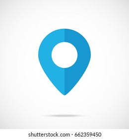 Vector blue map pointer, map pin icon. Modern flat design vector illustration concept for web banner, mobile app, web site, printed materials, infographics. Vector icon isolated on gradient background
