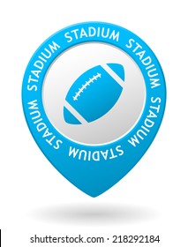 vector blue map pointer with sport stadium icon