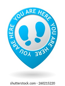 vector blue map pointer with you are here icon